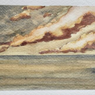 Golden Hour Horizon – 4x6” Original Watercolour Seascape