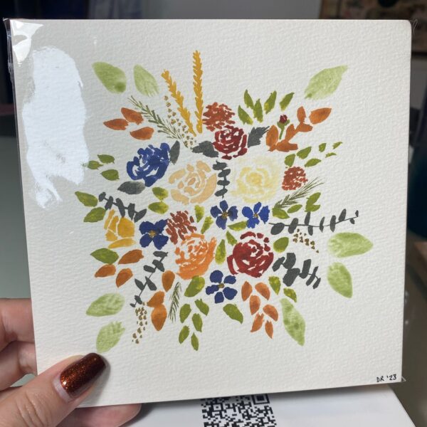 Autumn Wildflower Bouquet Watercolour – Original 6x6 Floral Painting with Warm Seasonal Blooms