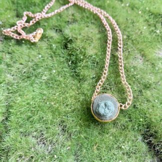 Hand Embroidered Necklace- tiny, green rose