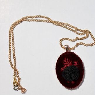 Black Rose Velvet Embroidered Necklace