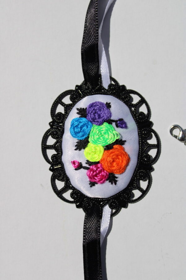 Hand Embroidered Subtle Pride Rainbow Choker Necklace - Image 5