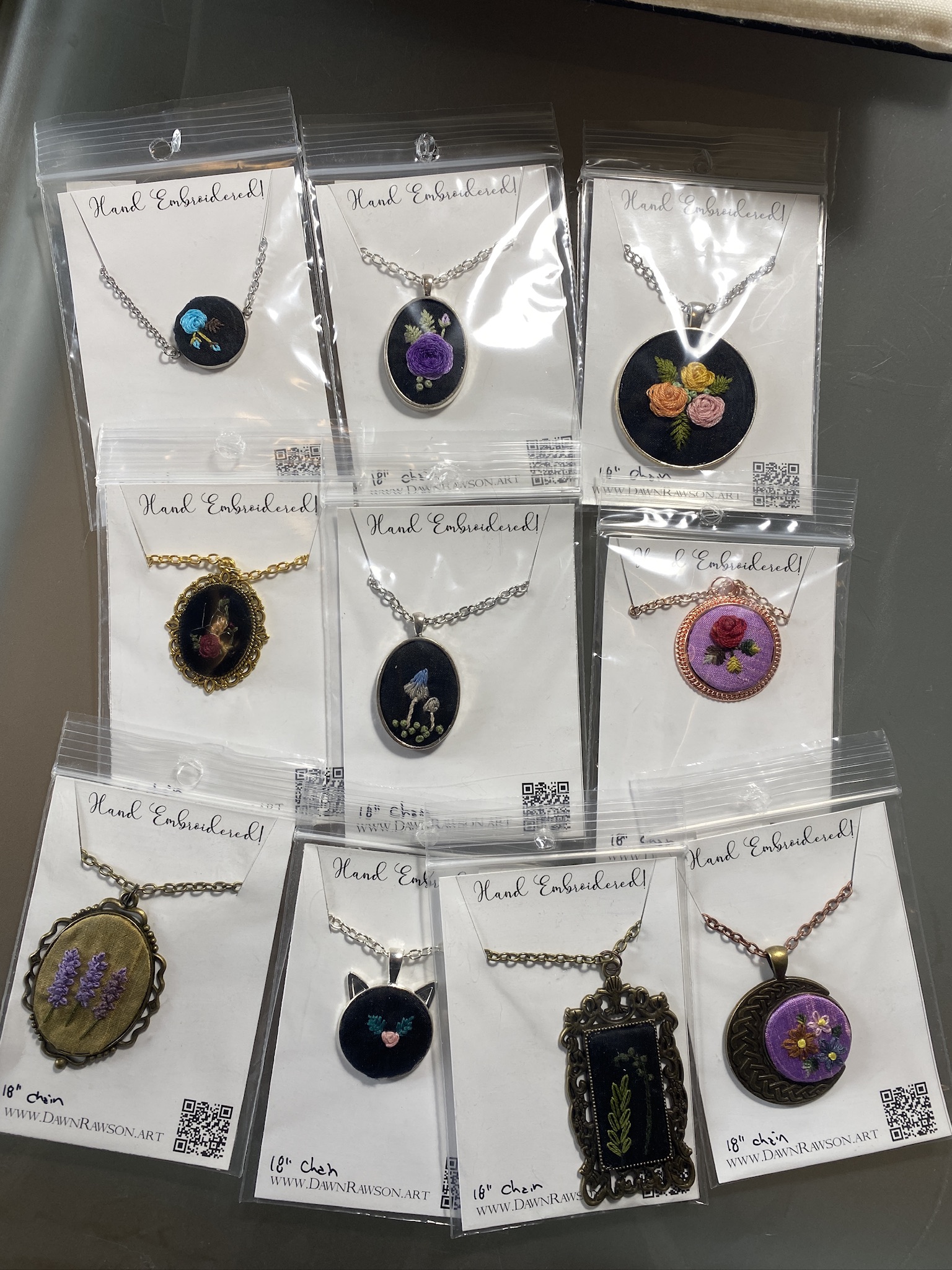 Shimmering Black Spiderweb Hand Embroidered Necklace – Gothic Cameo Pendant - Image 3