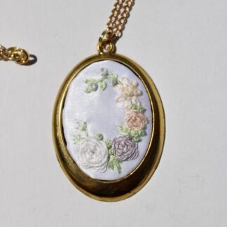 Hand Embroidered Necklace Subtle Pride Pastel Rainbow