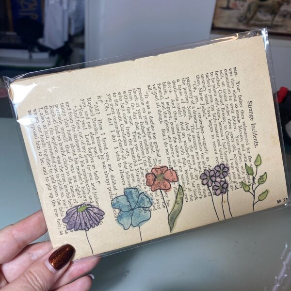 "Vintage Blooms Watercolour on Book Page" – 5"x7" Original Watercolour