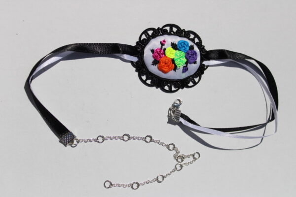 Hand Embroidered Subtle Pride Rainbow Choker Necklace - Image 6