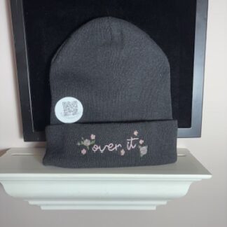 Winter Touque- Black "Over it" funny embroidered winter hat