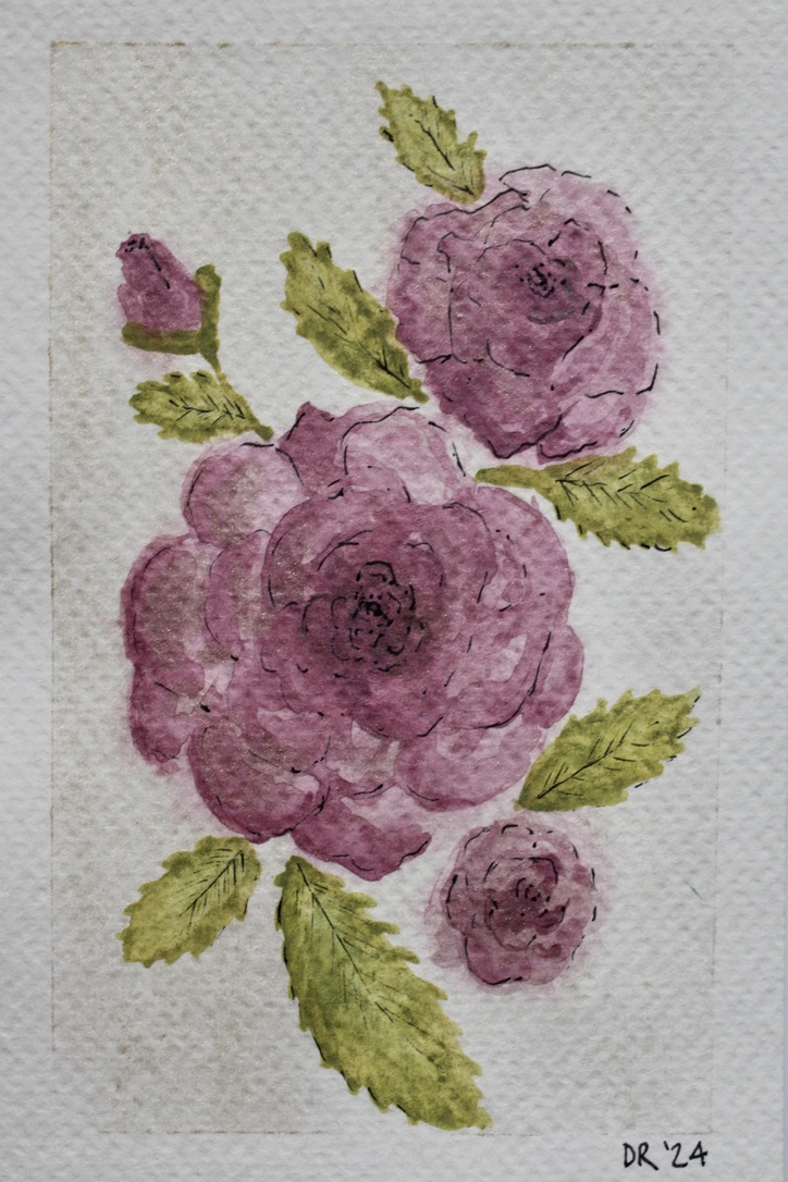 Blush Rose Trio – Original 4x6" Watercolour Floral Bouquet