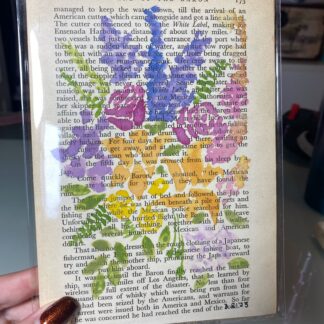 Floral Bouquet on Vintage Book Page – 5"x7" Original Watercolour
