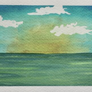 Tranquil Sea at Sunrise – Original Watercolour Seascape Painting