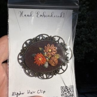 Embroidered Hairclip	Brown & Orange cabachon Hair Clip