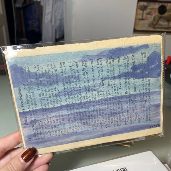 "Ocean Horizon Watercolour on Vintage Book Page" – 5"x7" Original Watercolour