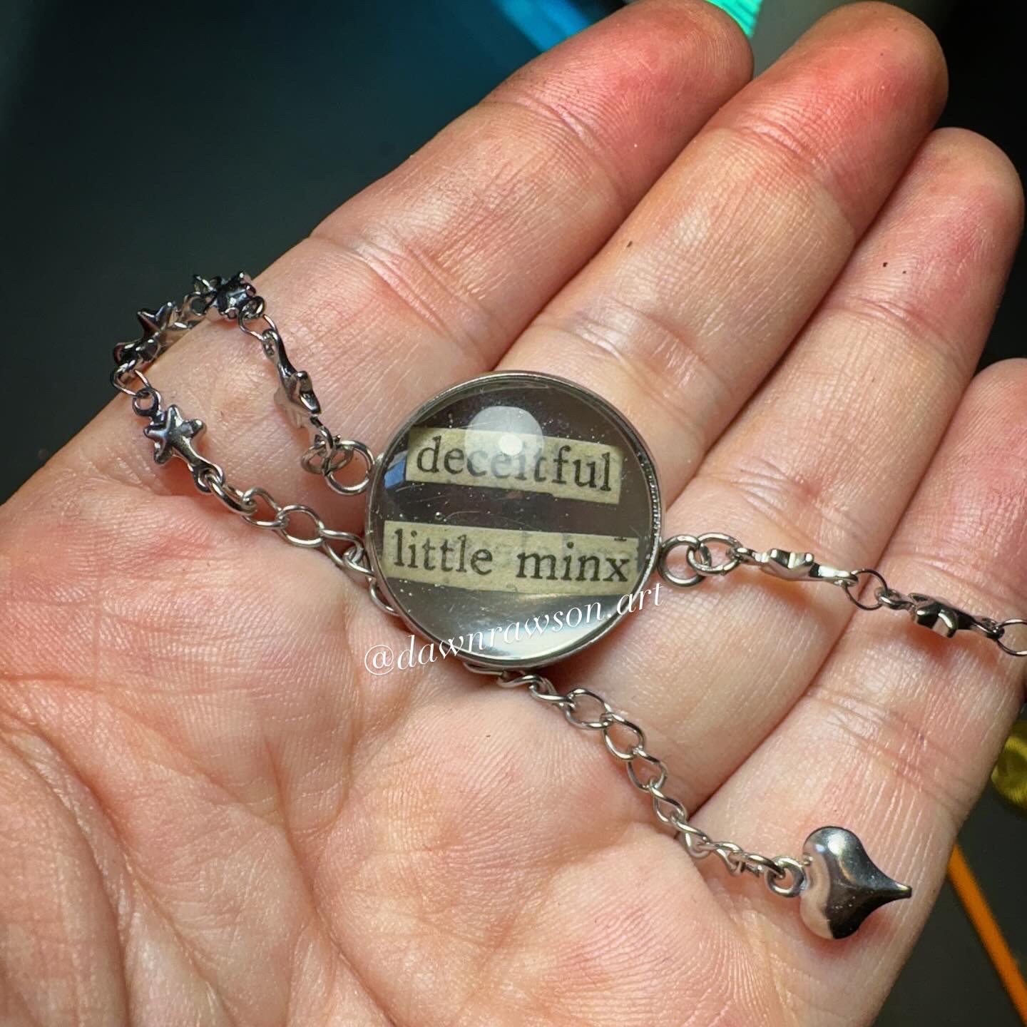 Vintage book jewellery-Bracelet- "Deceitful little minx"