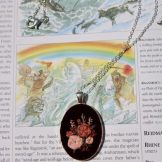 Autumn Florals Blush Rose Embroidered Necklace