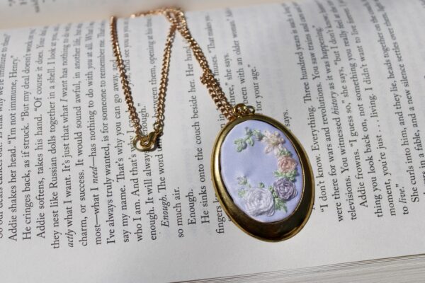 Hand Embroidered Necklace Subtle Pride Pastel Rainbow - Image 2