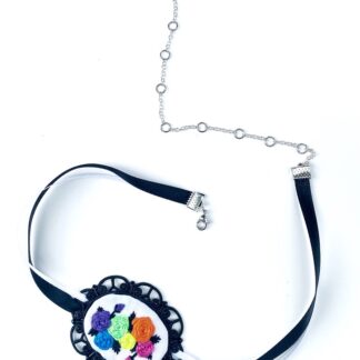 Hand Embroidered Subtle Pride Rainbow Choker Necklace