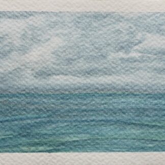 A still sea under heavy skies – Original 4x6 Watercolour Painting