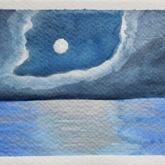 "Moonlit Tide" – 4x6" Original Watercolour Seascape