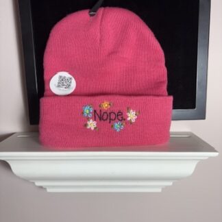 Winter Touque- Pink "Nope" funny embroidered winter hat