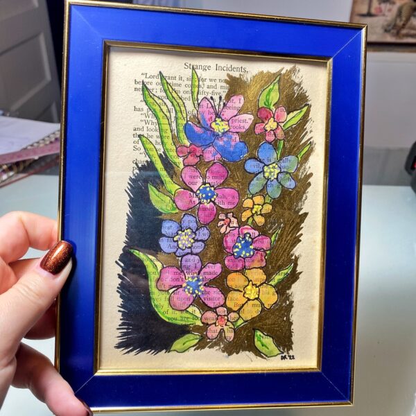 Blue/Gold Frame-"Strange Incidents" 5" x 7" Framed Watercolour