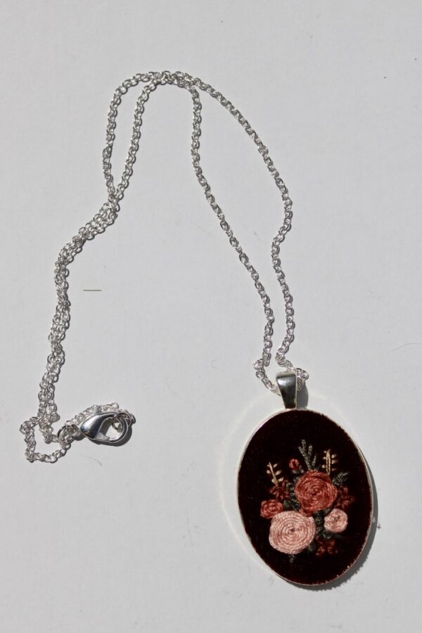 Autumn Florals Blush Rose Embroidered Necklace - Image 3