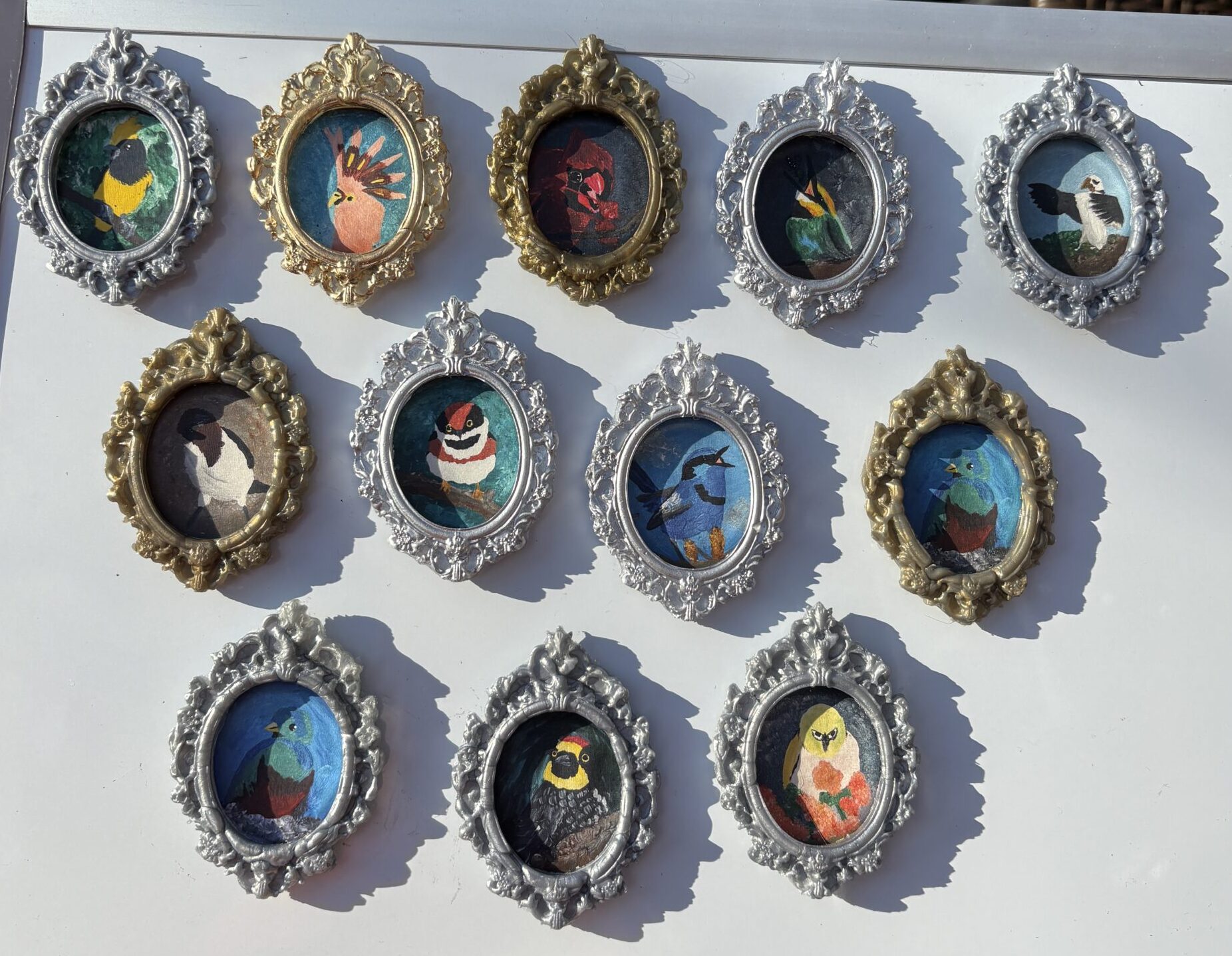 Derpy Birbs Magnets in Ornate Frames