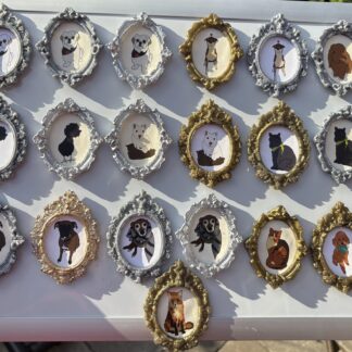 Cartoon Animal Portrait Magnets in Ornate Frames