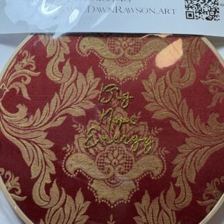Large Red/Gold Brocade "Big Nope Energy" 8" Hoop Embroidery