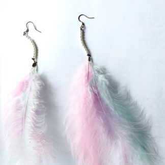 Feather Earrings- Pearl/Cotton Candy