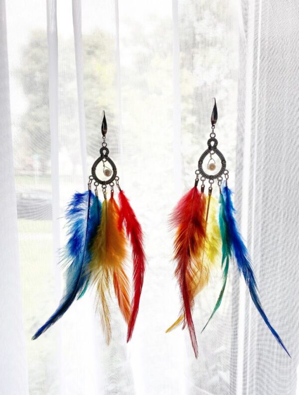 Feather Earrings	Rainbow - Image 3
