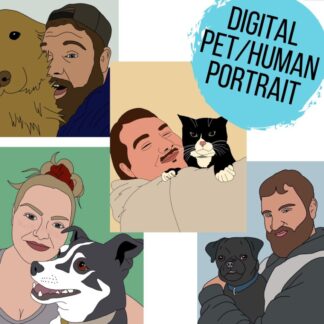 Custom DIGITAL cartoon style pet/human portrait