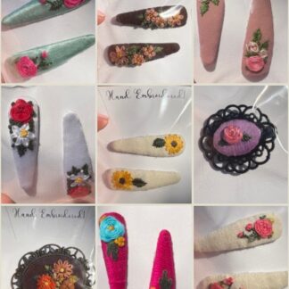 Hand Embroidered Hairclips