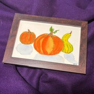 4x6" Framed Pumpkins and Gourd autumn Watercolour Painting