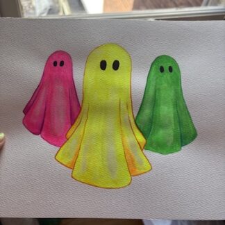 8x10" Framed Neon Ghost Trio Watercolour Painting