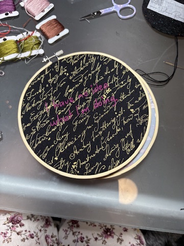 6" “I Have No Idea What I’m Doing” Black and Gold Embroidery Hoop Art