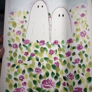 A4 Ghost Pair in Flower Field – Floating 11x14" Frame