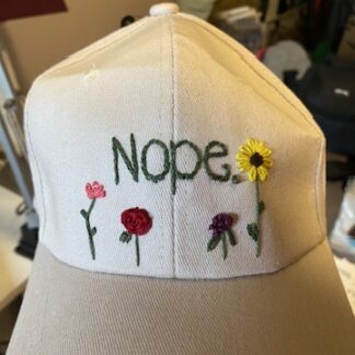 Beige “NOPE” Hat with Flower