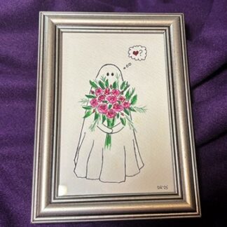 4x6" Framed “Love?” Ghost Floral Watercolour Painting
