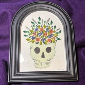 5x7" Arch Framed Floral Skull Watercolour Painting