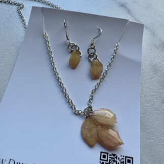 Rose Leaf Resin Jewelry Set