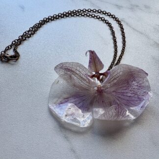 Dried Orchid Resin Necklace