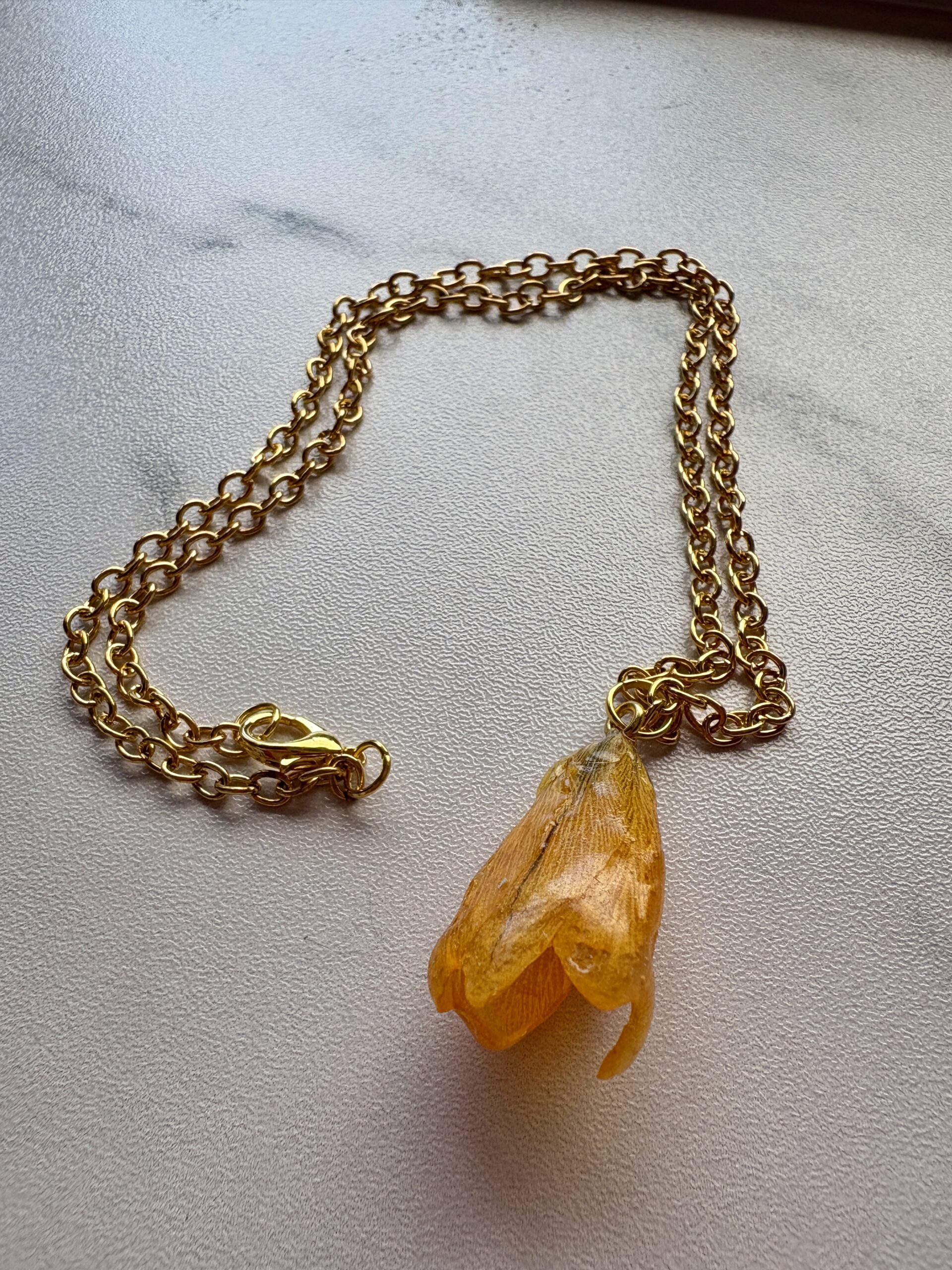 Golden Flower Resin Necklace