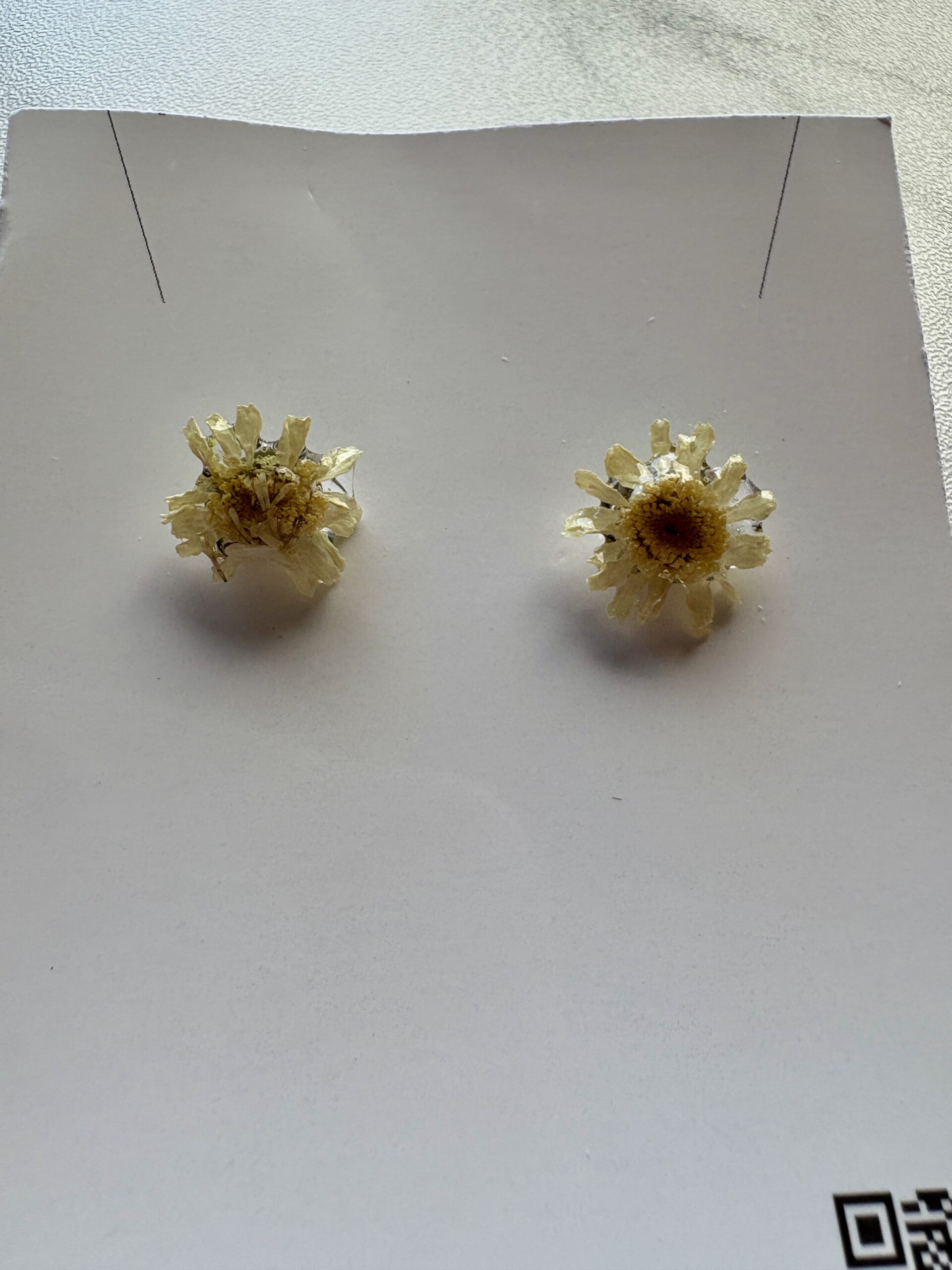 Real Small Daisy Resin Stud Earrings