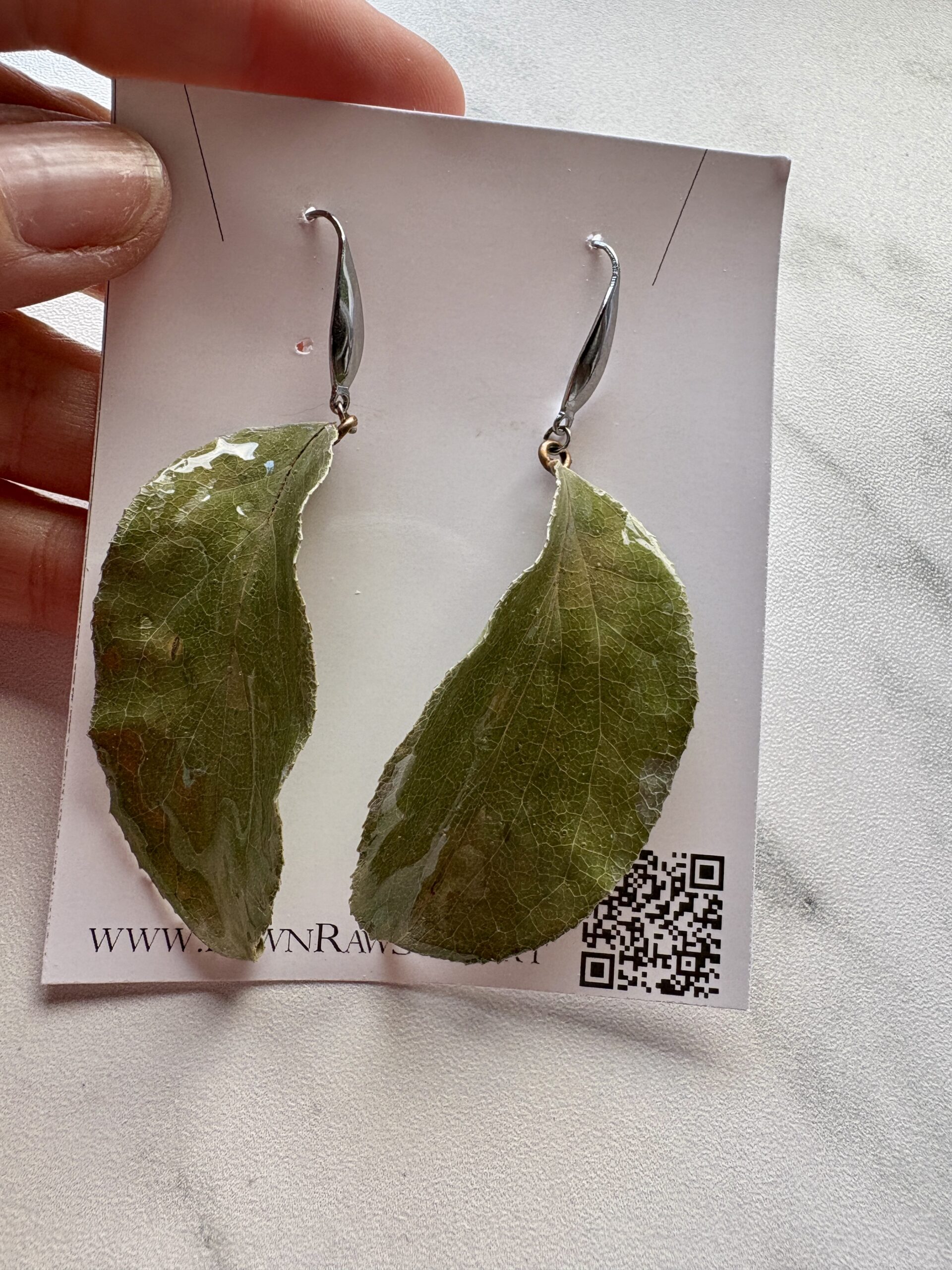 Real Leaf Resin Drop Earrings