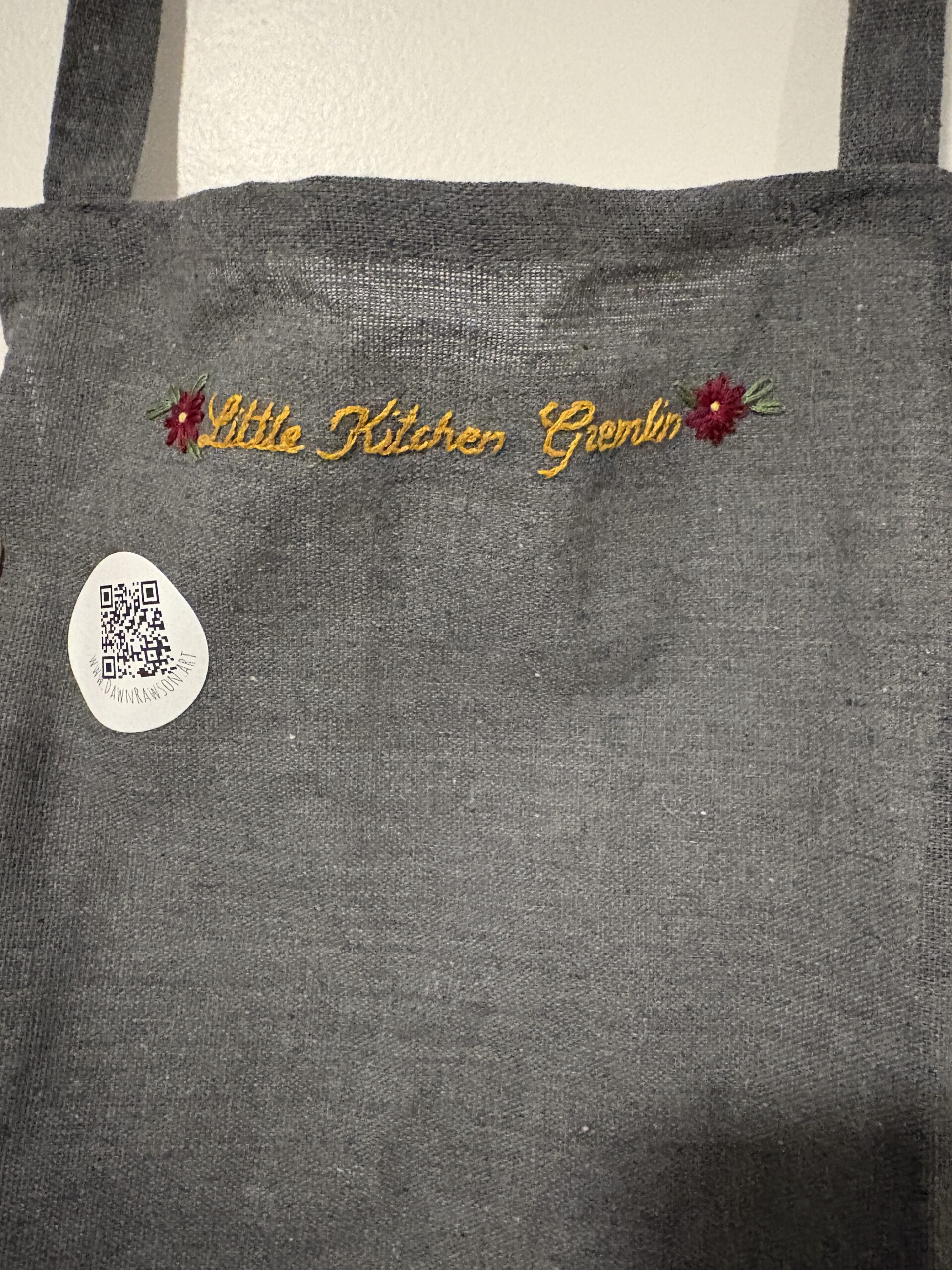 Funny Embroidered Aprons - Grey – “Little Kitchen Gremlin”