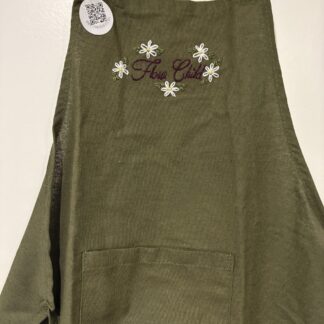 Funny Embroidered Aprons – Green – “Flour Child”